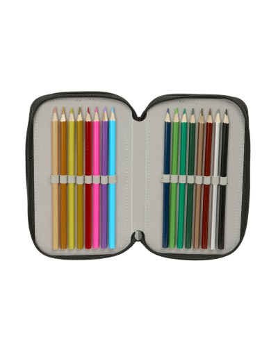 Plumier escolar safta triple cremallera 37 piezas one piece 195x125x55 mm