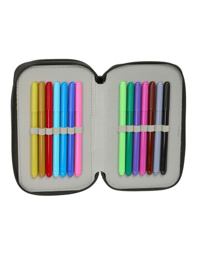 Plumier escolar safta triple cremallera 37 piezas one piece 195x125x55 mm