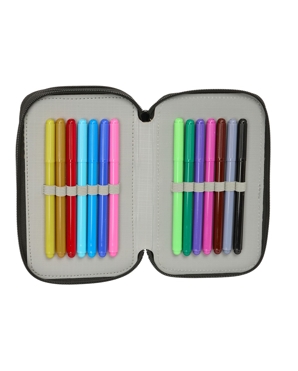 Plumier escolar safta triple cremallera 37 piezas one piece 195x125x55 mm