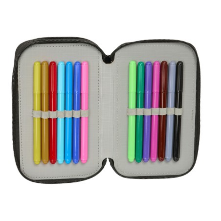 Plumier escolar safta triple cremallera 37 piezas one piece 195x125x55 mm