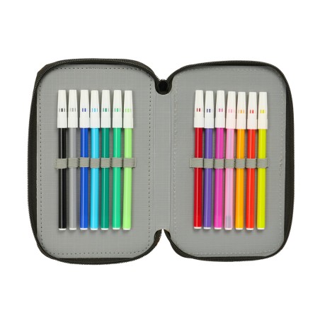 Plumier escolar safta triple cremallera 37 piezas naruto 195x125x55 mm