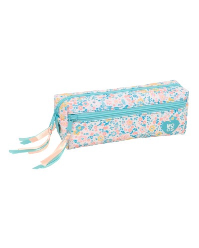 Bolso escolar portatodo safta triple pequeno con goma elastica reciclado moos fiori 85x220x60 mm