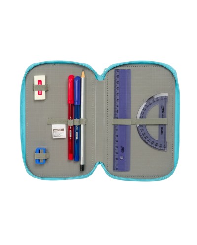 Plumier escolar safta triple cremallera 37 piezas reciclado moos fiorio 195x125x55 mm