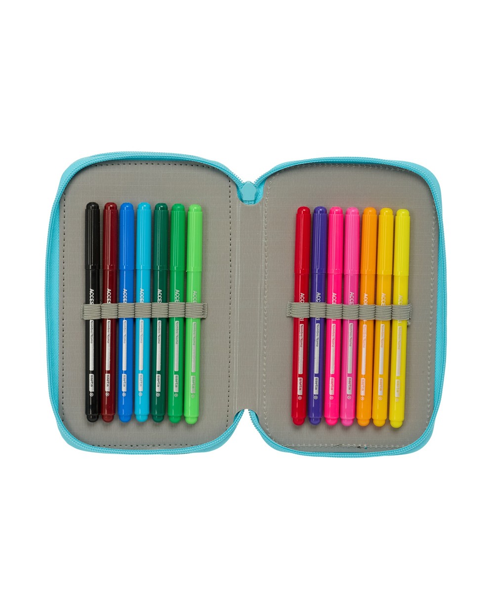 Plumier escolar safta triple cremallera 37 piezas reciclado moos fiorio 195x125x55 mm