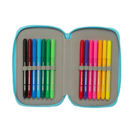 Plumier escolar safta triple cremallera 37 piezas reciclado moos fiorio 195x125x55 mm