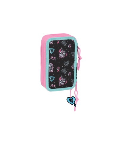 Plumier escolar safta triple cremallera 37 piezas monster high 195x125x55 mm