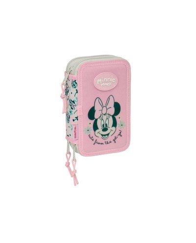 Plumier escolar safta triple cremallera 37 piezas minnie mouse minty 195x125x55 mm