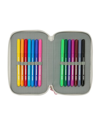 Plumier escolar safta triple cremallera 37 piezas minnie mouse minty 195x125x55 mm