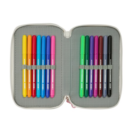 Plumier escolar safta triple cremallera 37 piezas minnie mouse minty 195x125x55 mm