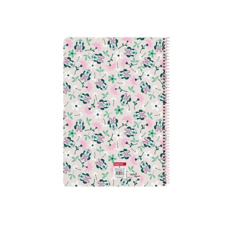 Cuaderno espiral safta folio 80h 60gr cuadro 4 mm tapa extradura minnie mouse minty