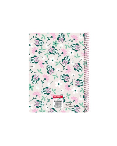 Cuaderno espiral safta cuarto 80h 60gr cuadro 4 mm tapa extradura minnie mouse minty