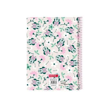 Cuaderno espiral safta cuarto 80h 60gr cuadro 4 mm tapa extradura minnie mouse minty