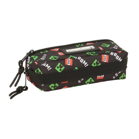 Bolso escolar portatodo safta triple pequeno con goma elastica minecraft 85x220x60 mm