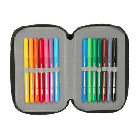 Plumier escolar safta triple cremallera 37 piezas minecraft 195x125x55 mm