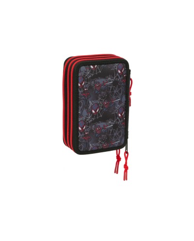 Plumier escolar safta triple cremallera 37 piezas miles morales 195x125x55 mm