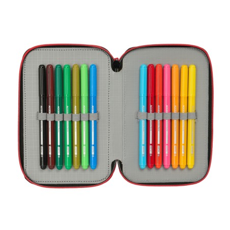 Plumier escolar safta triple cremallera 37 piezas miles morales 195x125x55 mm