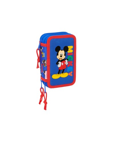 Plumier escolar safta triple cremallera 37 piezas mickey mouse today 195x125x55 mm