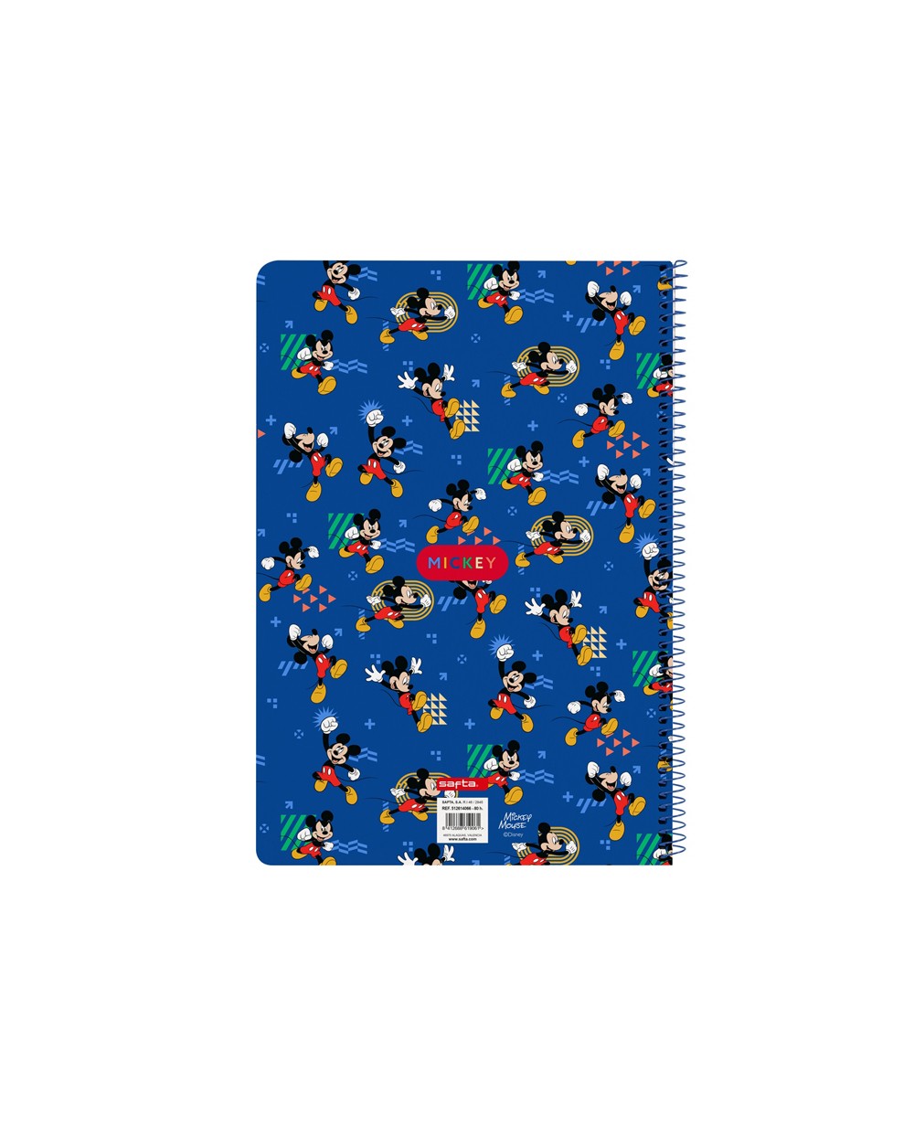 Cuaderno espiral safta folio 80h 60gr cuadro 4 mm tapa extradura mickey mouse today