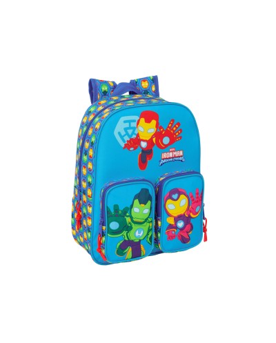 Mochila safta infantil con bolsillos adaptable a carro iron man 340x260x110 mm