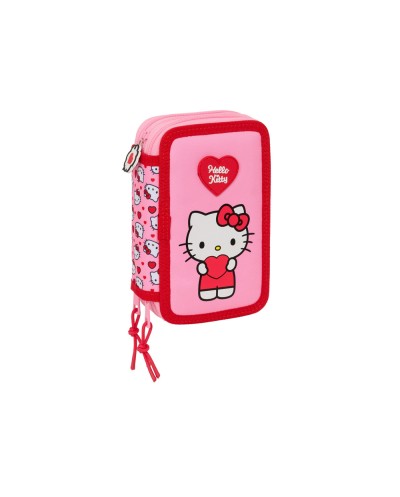 Plumier escolar safta triple cremallera 37 piezas hello kitty 195x125x55 mm