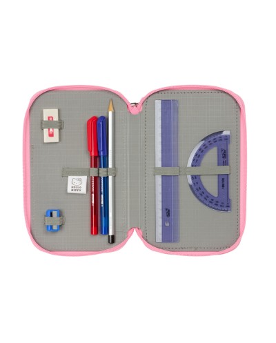 Plumier escolar safta triple cremallera 37 piezas hello kitty 195x125x55 mm