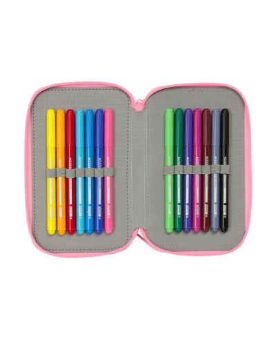 Plumier escolar safta triple cremallera 37 piezas hello kitty 195x125x55 mm