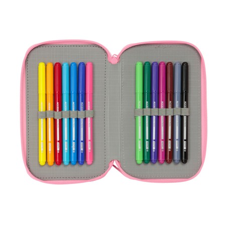 Plumier escolar safta triple cremallera 37 piezas hello kitty 195x125x55 mm