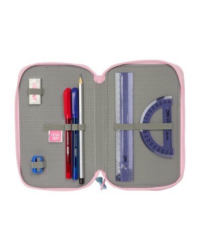 Plumier escolar safta triple cremallera 37 piezas glowlab kids 195x125x55 mm