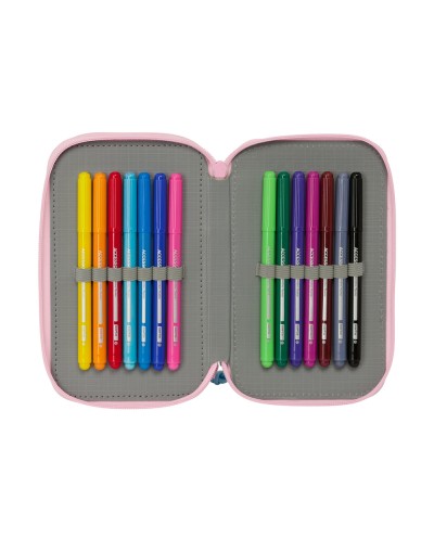 Plumier escolar safta triple cremallera 37 piezas glowlab kids 195x125x55 mm