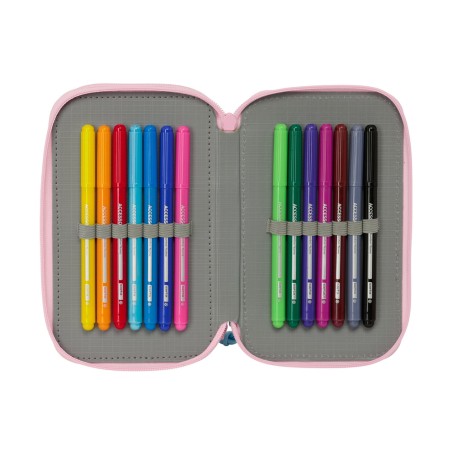 Plumier escolar safta triple cremallera 37 piezas glowlab kids 195x125x55 mm