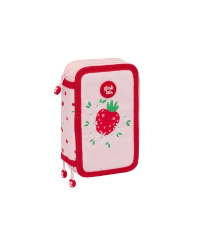 Plumier escolar safta triple cremallera 37 piezas glowlab frutitas 195x125x55 mm