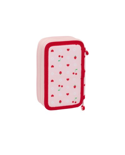 Plumier escolar safta triple cremallera 37 piezas glowlab frutitas 195x125x55 mm