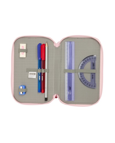 Plumier escolar safta triple cremallera 37 piezas glowlab frutitas 195x125x55 mm