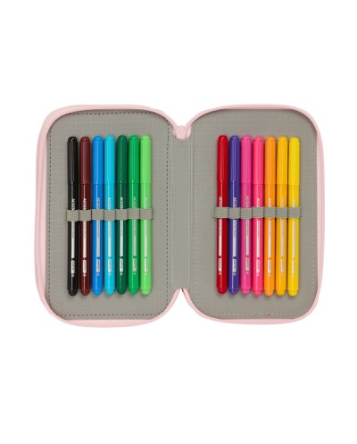 Plumier escolar safta triple cremallera 37 piezas glowlab frutitas 195x125x55 mm