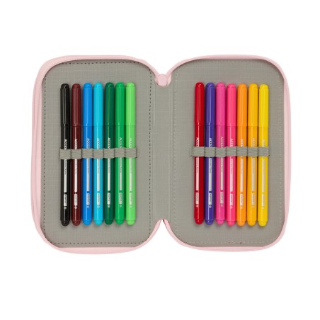 Plumier escolar safta triple cremallera 37 piezas glowlab frutitas 195x125x55 mm