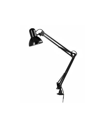 Lampara de escritorio q connect antares metalica conpinza interruptor brazo doble 3 articulaciones color negro