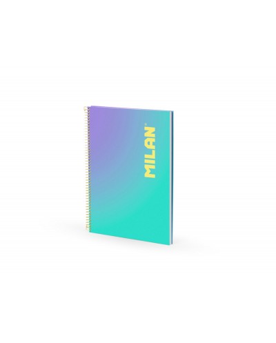 Cuaderno espiral milan coleccion sunset din a4 tapa dura 90 hojas 95 gr cuadricula 5 mm verde