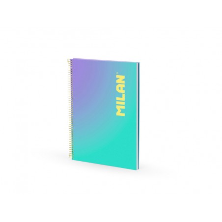 Cuaderno espiral milan coleccion sunset din a4 tapa dura 90 hojas 95 gr cuadricula 5 mm verde