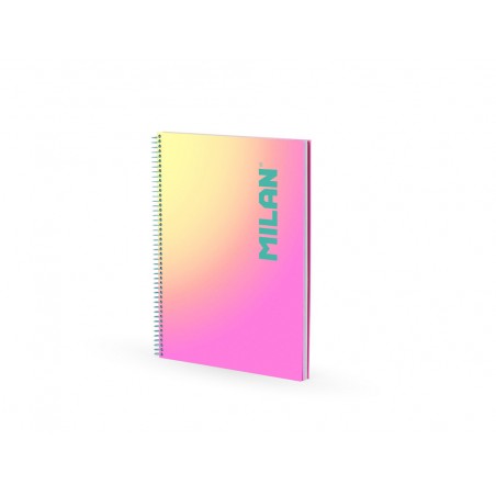 Cuaderno espiral milan coleccion sunset din a4 tapa dura 90 hojas 95 gr cuadricula 5 mm rosa