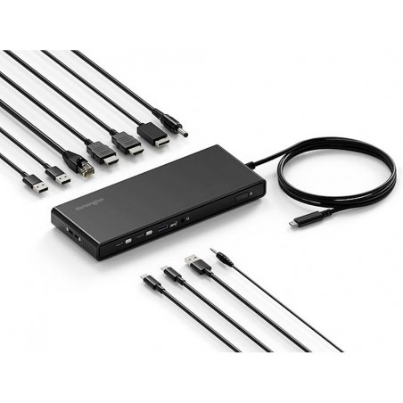 Replicador de puertos kensington sd4842p eq usb c 10gbps con tres salidas video 100 w