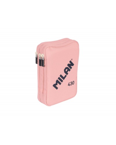 Plumier escolar milan 430 since 1918 triple cremallera con accesorios color rosa 200x75x135 mm