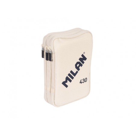 Plumier escolar milan 430 since 1918 triple cremallera con accesorios color beig 200x75x135 mm