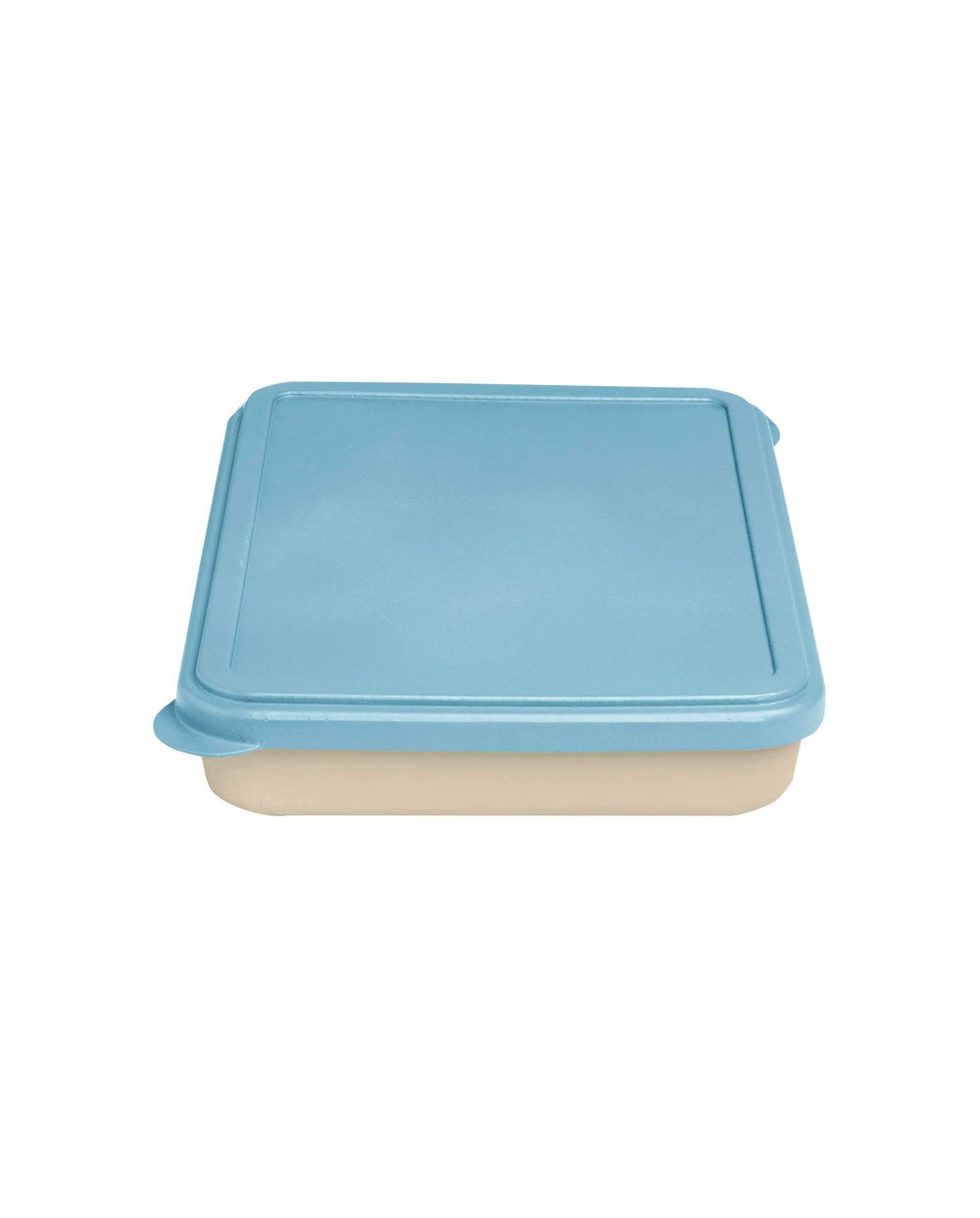 Fiambrera exacompta reutilizable 2 compartimentos color beig con tapa color azul biodegradable 250x210x50