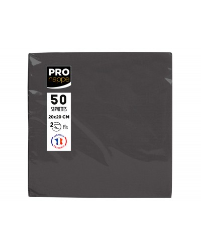 Servilleta pronappe celulosa micro grofada 20x20 cm 2 capas color negro paquete de 50 unidades