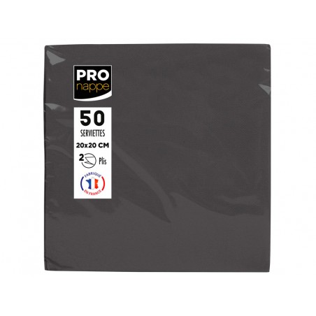 Servilleta pronappe celulosa micro grofada 20x20 cm 2 capas color negro paquete de 50 unidades