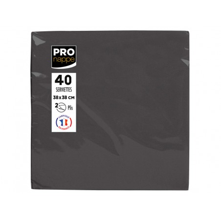 Servilleta pronappe celulosa micro grofada 38x38 cm 2 capas color negro paquete de 40 unidades