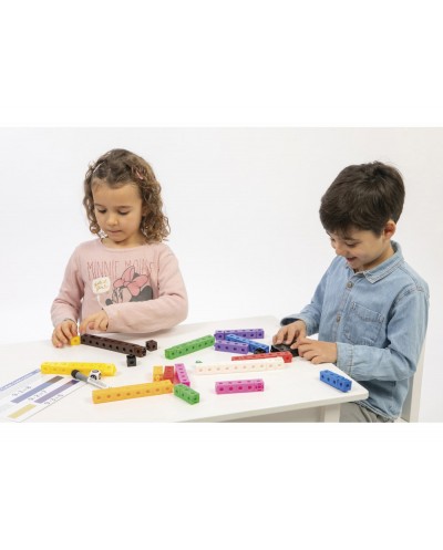 Cubo engarzable para juegos matematicos set de 100 unidades en 10 colores surtidos 3 anos