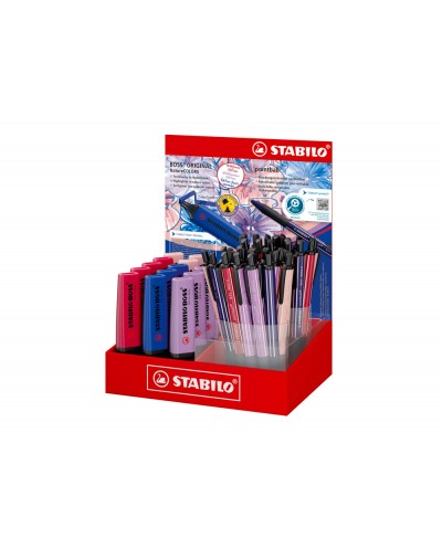 Expositor de sobremesa stabilo colors wildflower 38 boligrafos 15 rotuladores fluorescente boss