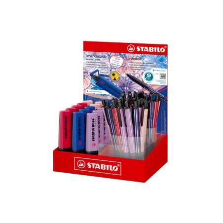 Expositor de sobremesa stabilo colors wildflower 38 boligrafos 15 rotuladores fluorescente boss
