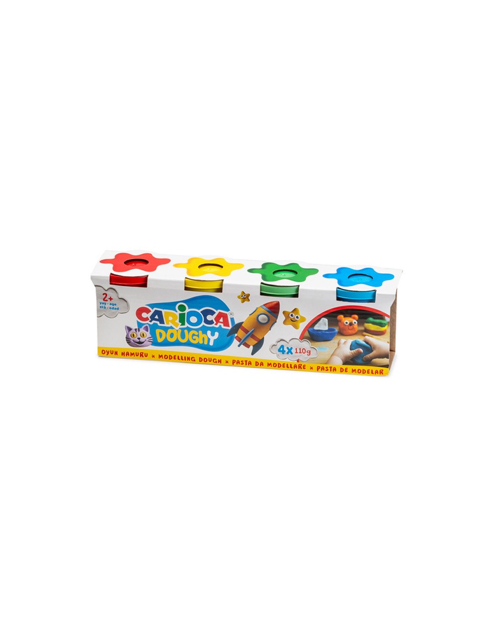 Pasta para modelar carioca doughy 110 gr caja de 4 unidades colores surtidos